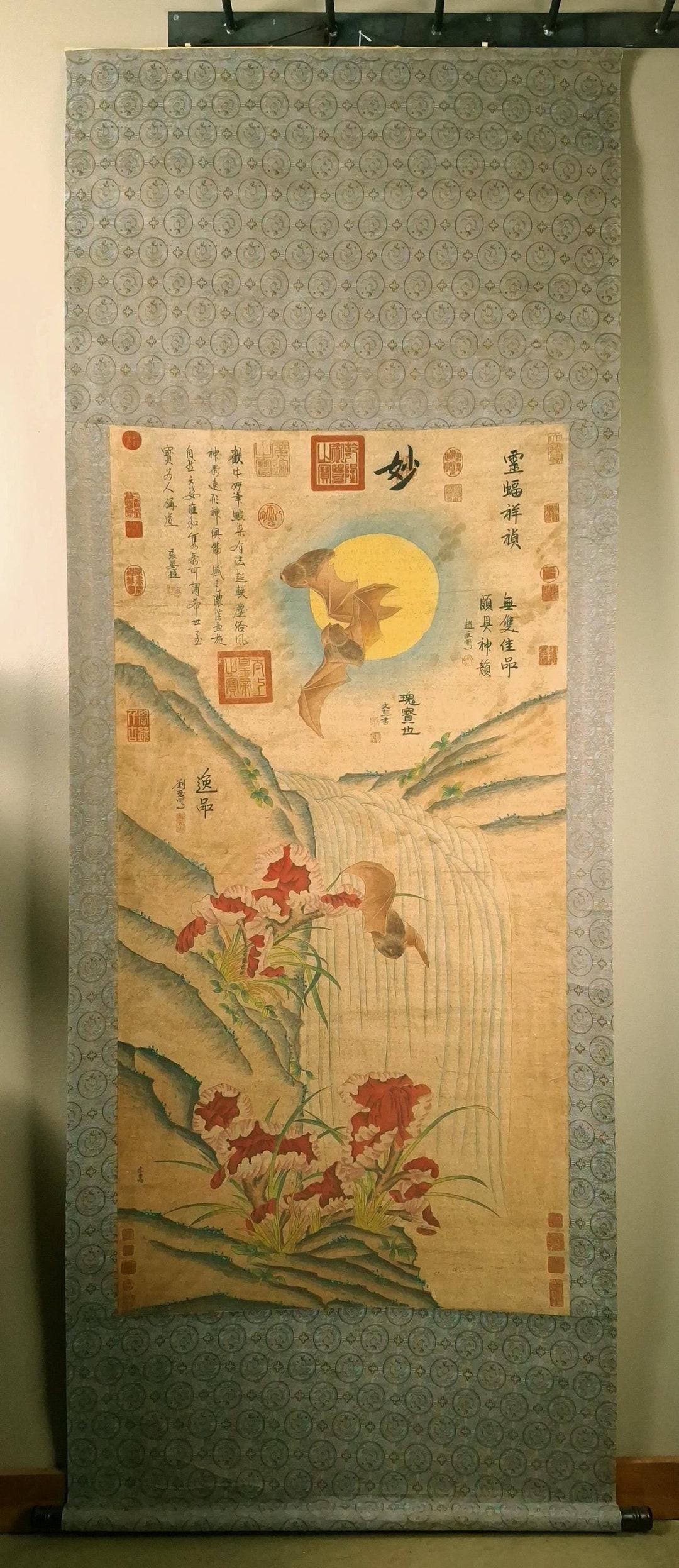 Chinese Triple Bats Scroll - Etsy