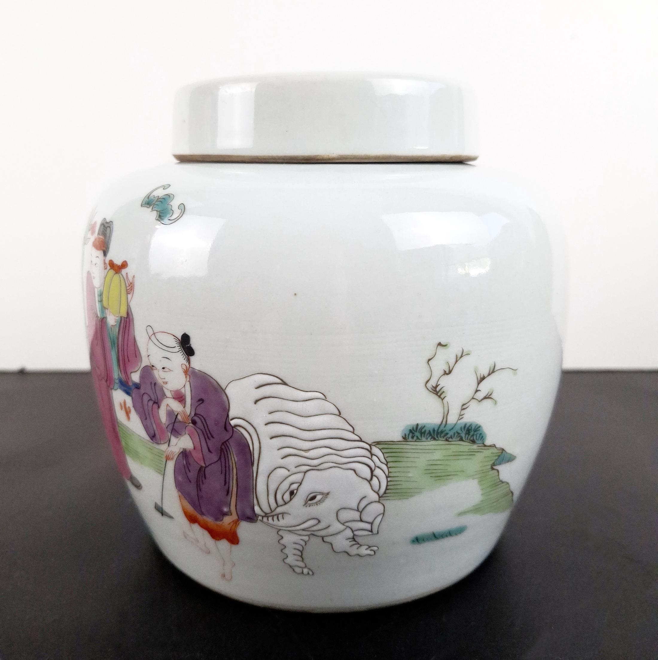中国磁器の象の庭園風景の蓋付き瓶 - Etsy 日本