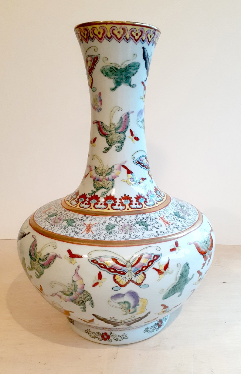 Chinese Porcelain Gilt Butterfly Vase Etsy