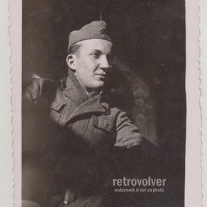 Affectionate Handsome Young Man Attractive Male Soldier Military Uniform Original Snapshot Found Photo