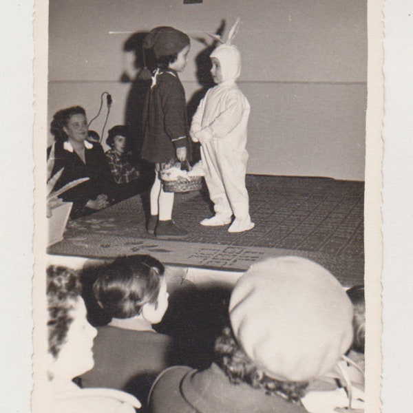 Found Photo Sweet Young Performers Two Little Children in School Play Costumes Original Vernacular Snapshot