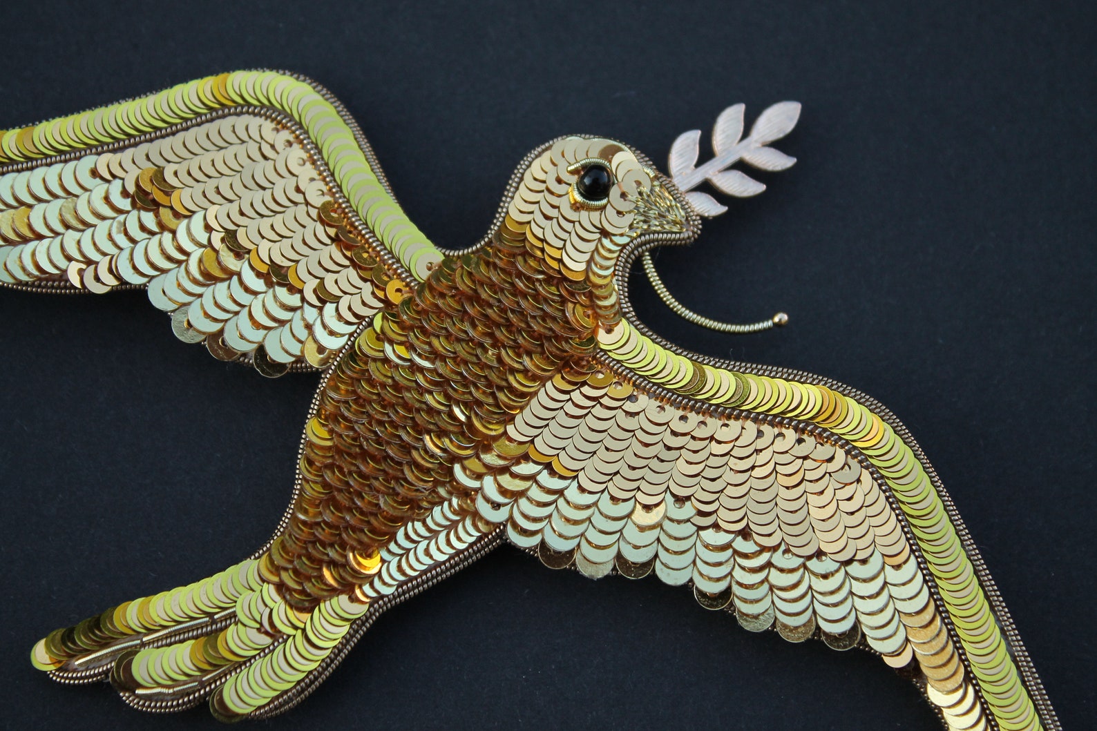 Dove Brooch, Embroidered Lady Gaga Inauguration Golden Dove Brooch Etsy