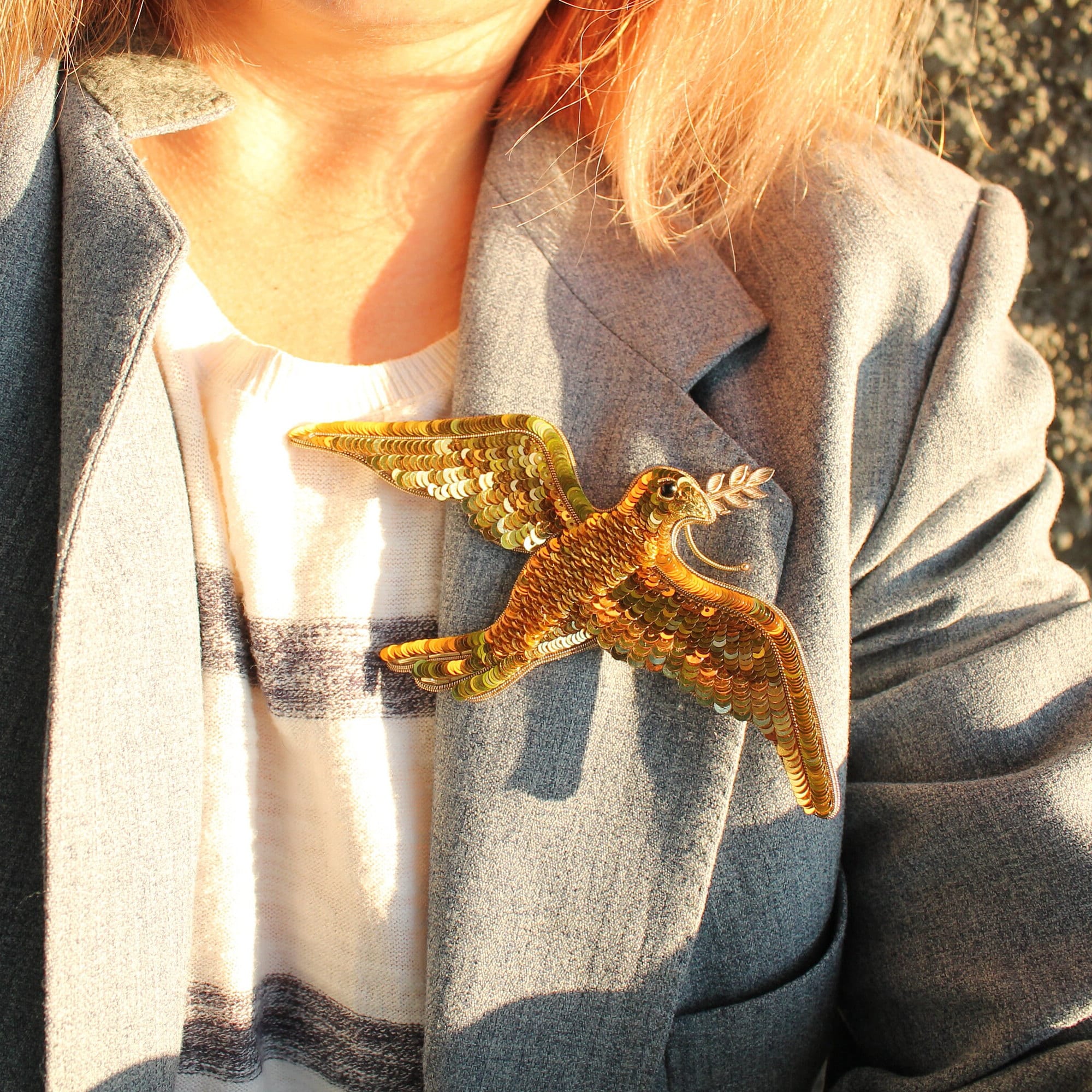 Dove Brooch, Embroidered Lady Gaga Inauguration Golden Dove Brooch Etsy