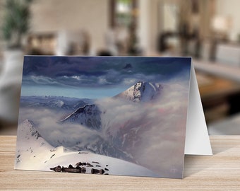 Ben Nevis & The CMD Arete Greetings Card; Print of Original Oil On Canvas Painting by Paul Talbot