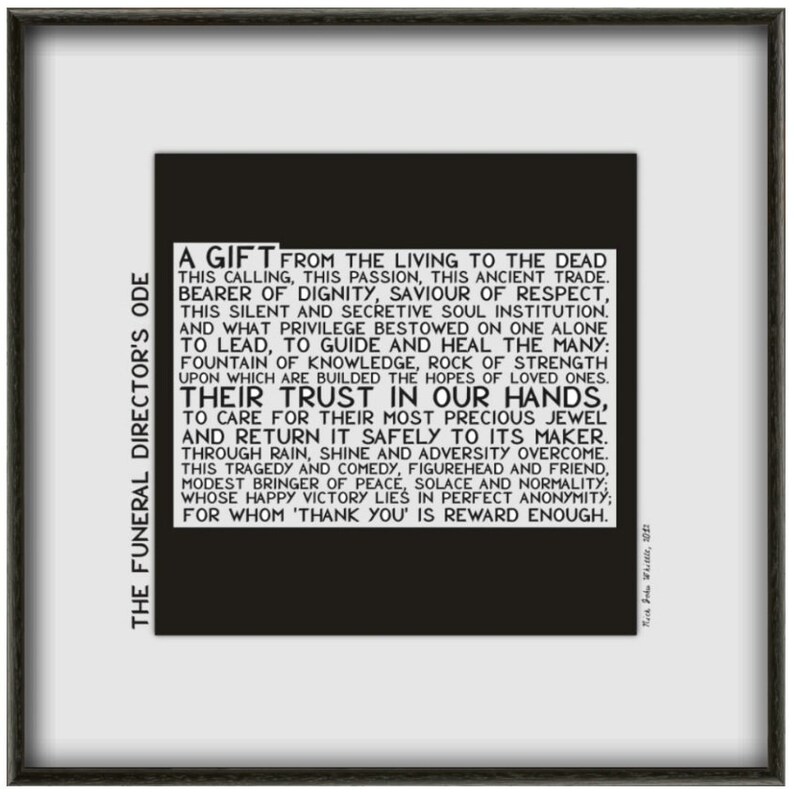 The Funeral Director's Ode Original Poem Occasional Etsy