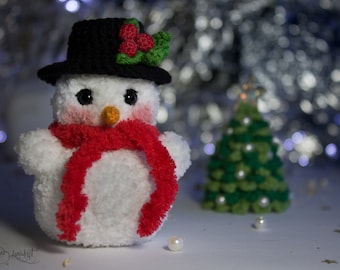 Snowman crochet pattern pdf, DIY Christmas gift tutorial, Amigurumi Snowman PDF pattern diy, Crochet mini toy for baby, Adult crafter gift