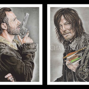 Rick Grimes and Daryl Dixon The Walking Dead Portrait Prints