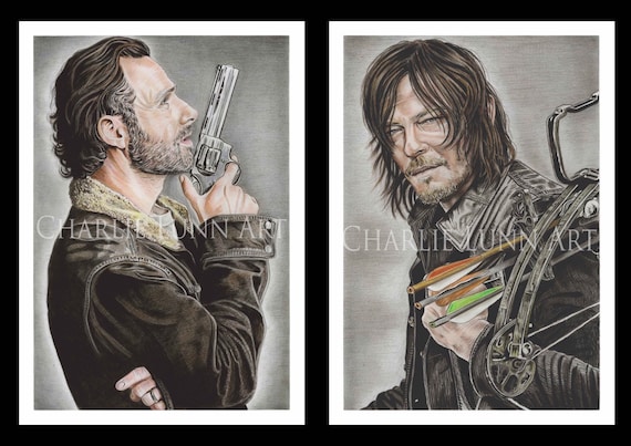 Rick Grimes and Daryl Dixon the Walking Dead Portrait Prints - Etsy UK Rick Grimes and Daryl Dixon the Walking Dead Portrait Prints - Etsy UK