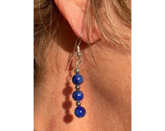 Blue Lapis Beaded Earrings