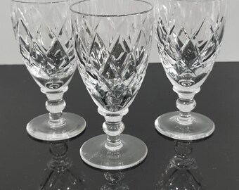 England Crystal Glasses 4 Set of Four Acid Etched Thomas Webb /& Corbett