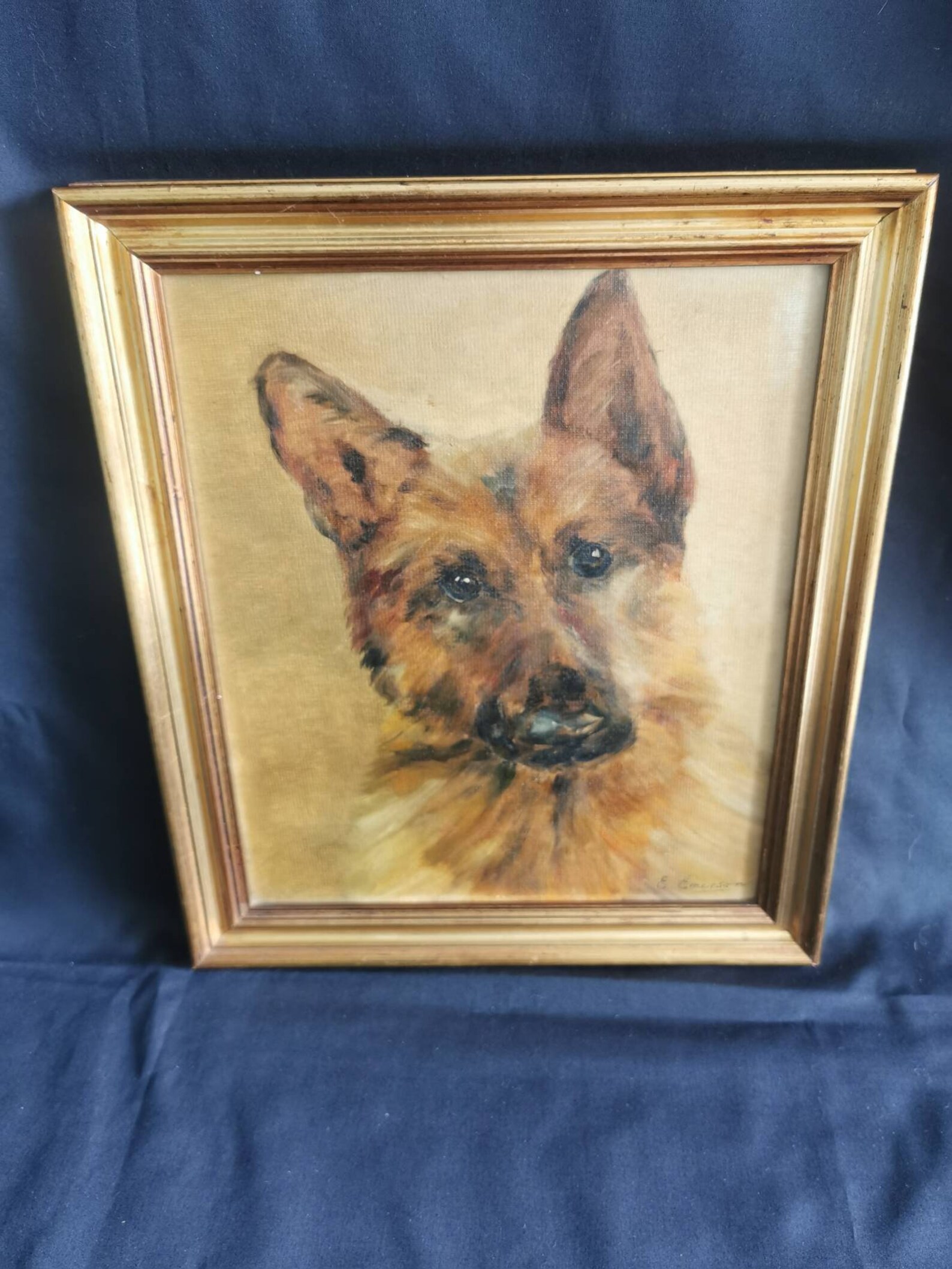 Old Realistic German Shepherd Oil Painting on Board by E Etsy
