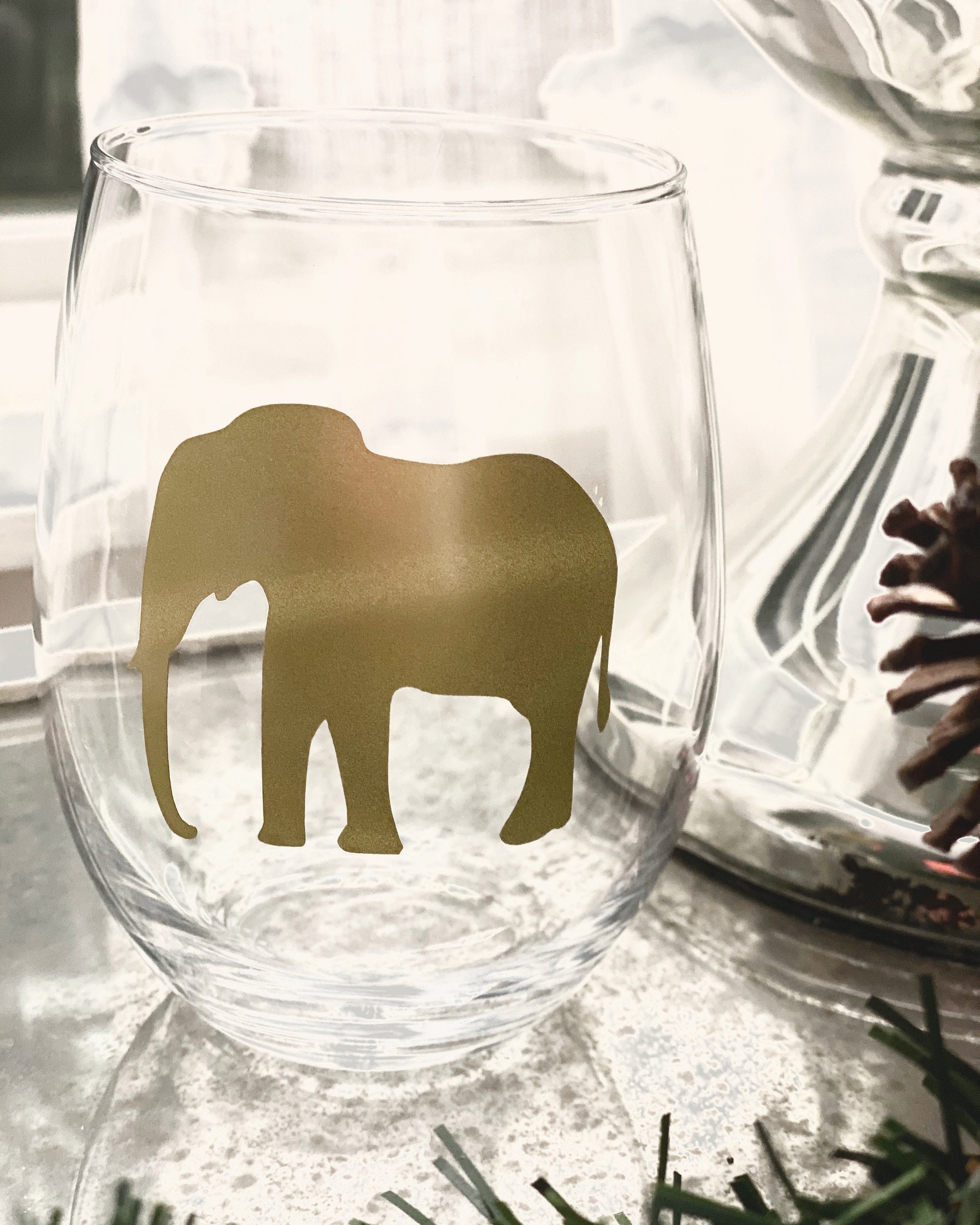 Elephant Wine Glass Etsy