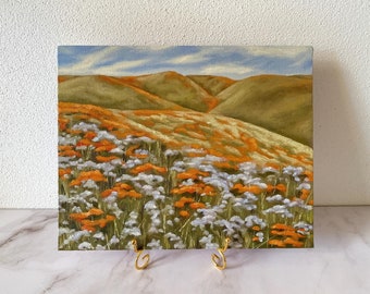 花畑の油絵：夏の丘の風景画 印象派絵画（9x12） - Etsy 日本