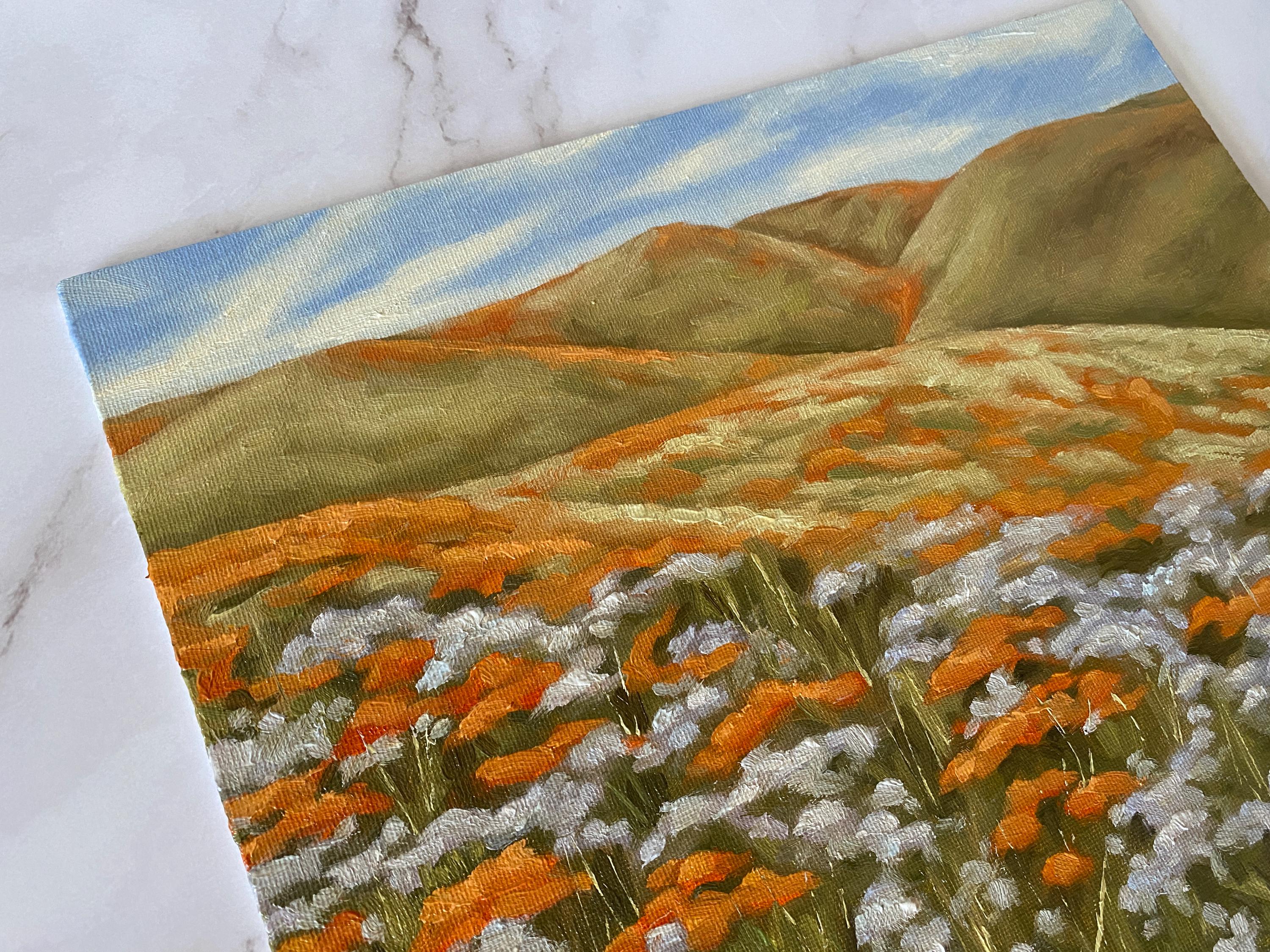 花畑の油絵：夏の丘の風景画 印象派絵画（9x12） - Etsy 日本