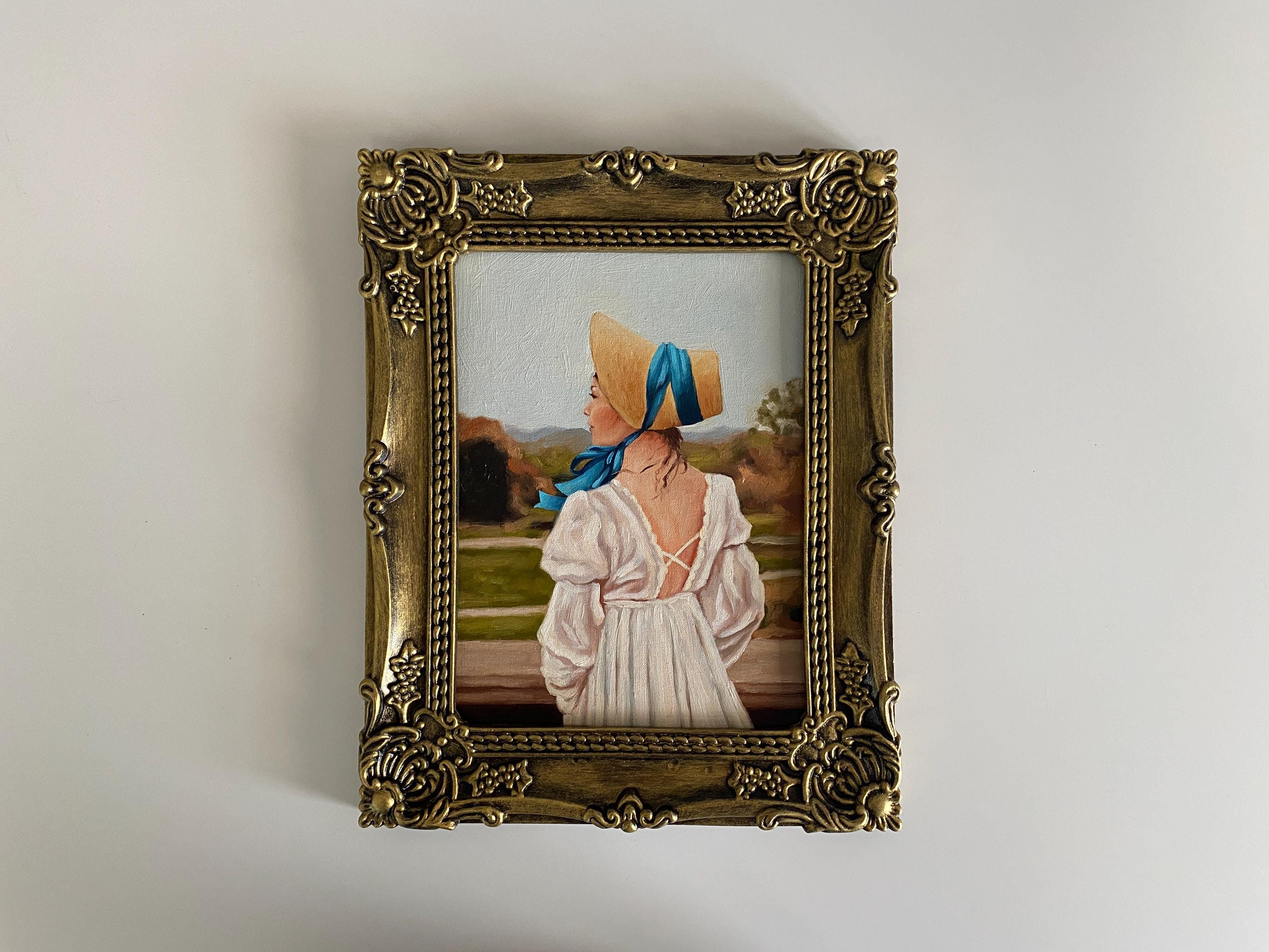 印象派風 女性肖像画 金色フレーム 印象派風 女性肖像画 金色フレーム