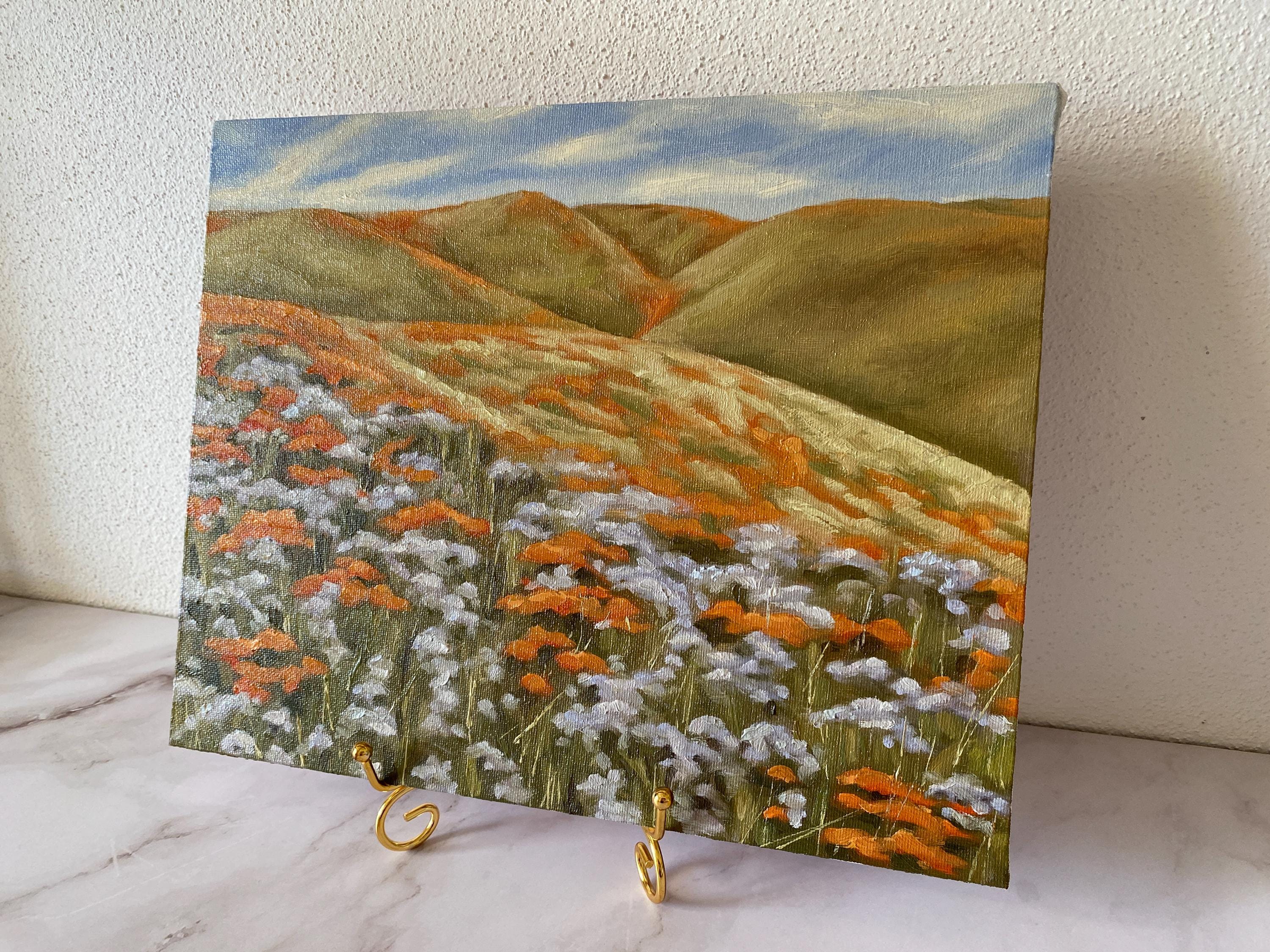 花畑の油絵：夏の丘の風景画 印象派絵画（9x12） - Etsy 日本