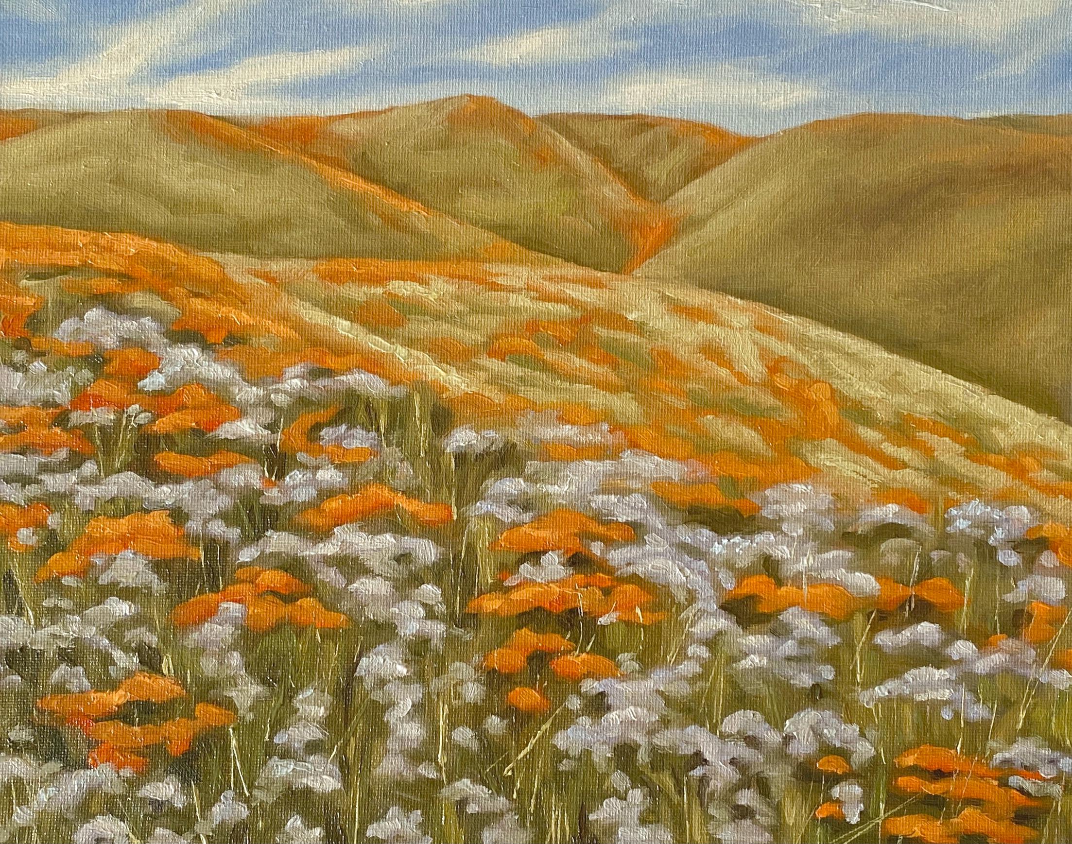 花畑の油絵：夏の丘の風景画 印象派絵画（9x12） - Etsy 日本