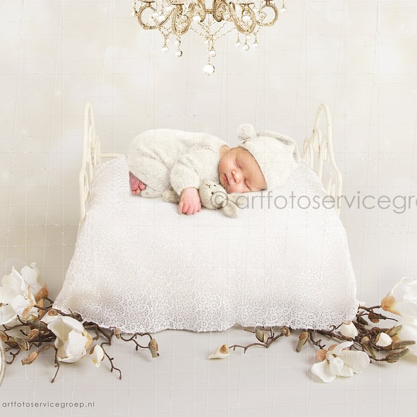 Digital backdrop background newborn baby Bed with Chandelier / baby nursery / Baby sleeping / Digital newborn backdrop