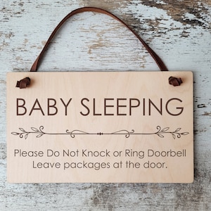 Do Not Knock or Ring Doorbell Sleeping Baby / Do not disturb / Custom door hanger / Personalized Door sign / Baby Sleeping Door Sign