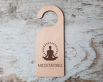 Meditation in Progress, Door Sign, Please Do Not Disturb. Meditation Sign. Simplistic. Door ...