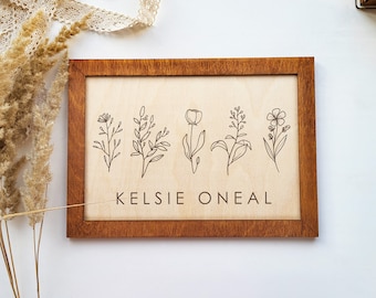 Girl Name Sign With Wildflowers / Personalized Name Sign / Kids Room Decor / Nursery name sign / Baby name sign