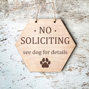 No Soliciting Sign - Custom Wreath Sign for Dog Lovers | No Soliciting - See Dog For Details | Housewarming Gift, Front Door Decor