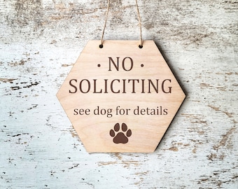 No Soliciting Sign - Custom Wreath Sign for Dog Lovers | No Soliciting - See Dog For Details | Housewarming Gift, Front Door Decor