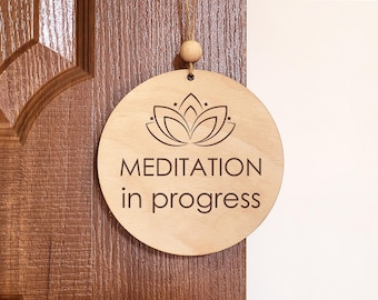 Meditation Door Sign - In Session Sign, Do Not Disturb, Yoga Gifts, Relaxation, Therapy, Custom Door Hanger for Meditation Room