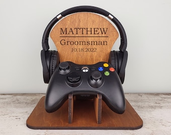 Soporte para auriculares de jugador / Soporte para auriculares / Soporte para controlador / Regalo para jugador / Estación de juego / Boda para jugador / Regalo para padrino de boda para jugador