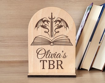 Dragon Bookshelf Sign - Fantasy Library Decor, Personalization Bookish Gift and Library Decor for Book Lovers