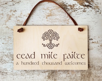 Cead Mile Failte - Irisches Zeichen - Hunderttausend Willkommensgrüße, keltisches Housewarming, irisches Willkommensschild