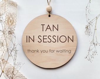 Spa In Session Sign – Custom Door Hanger, Salon or Beauty Business Sign, Esthetician Room Decor, Treatment & Tanning Room Sign