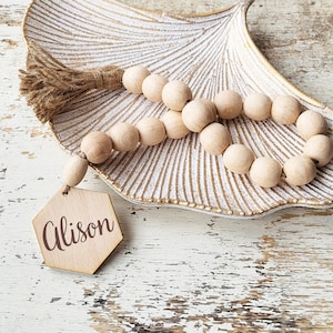 Personalized Bead Garland / Wooden Bead Garland / Farmhouse Beads Decor / Farmhouse Decor / Tiered Tray Beads / Decorative Beads