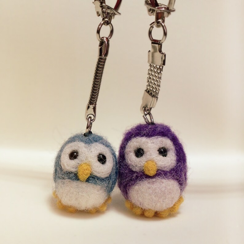 Needle Felted Keychain Owl Unique Gift Made To Order Etsy