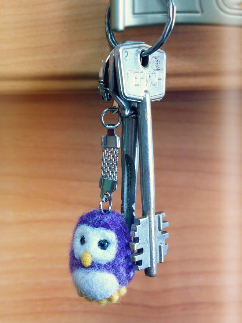 Needle Felted Keychain Owl Unique Gift Made To Order Etsy