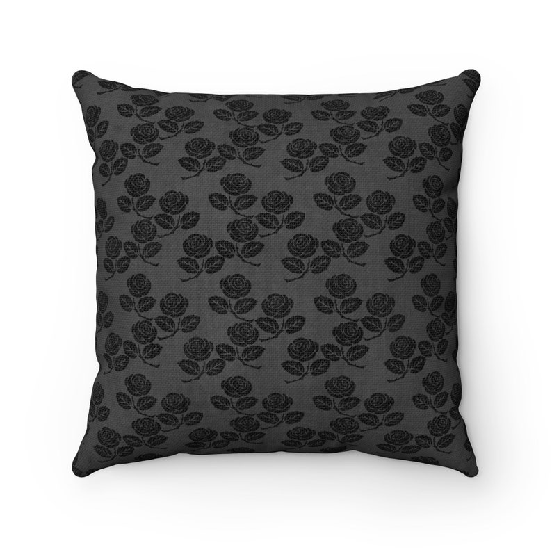 Black Roses Pillow Gothic Rose Pillow Rose Print Pillowcase Etsy