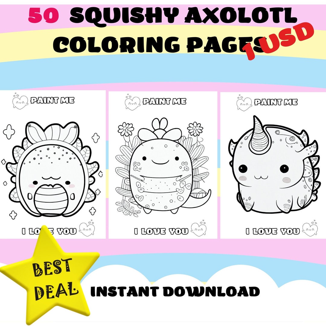 Squishmallow Axolotl Coloring Pages Kawaii Axolotl Coloring - Etsy UK