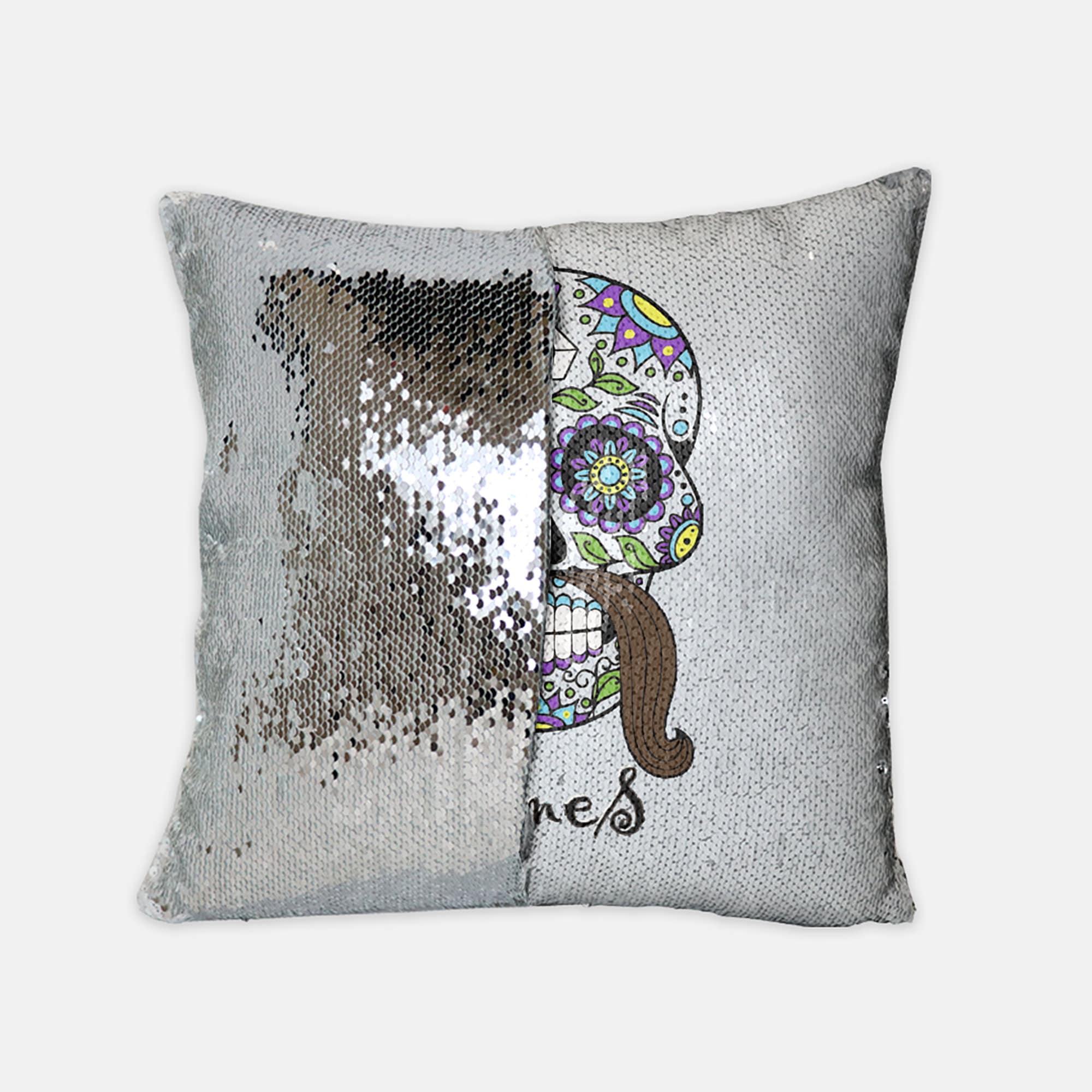 Personalized Sequin Pillow Custom Skull Pillowcase Sugar Skull Etsy