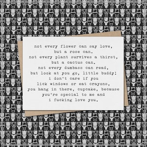 you hang in there - you’re special to me & I fucking love you // funny and sarcastic greeting card for any occasion // friendship // mature
