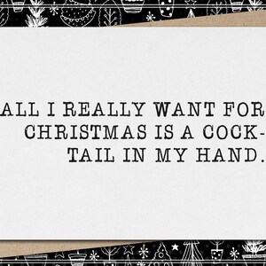 all i really want is a cock-tail in my hand. // funny and sarcastic christmas card