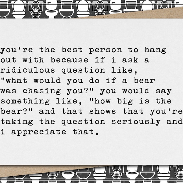 you're the best person to hang out with // funny & sarcastic friendship greeting card // best friend