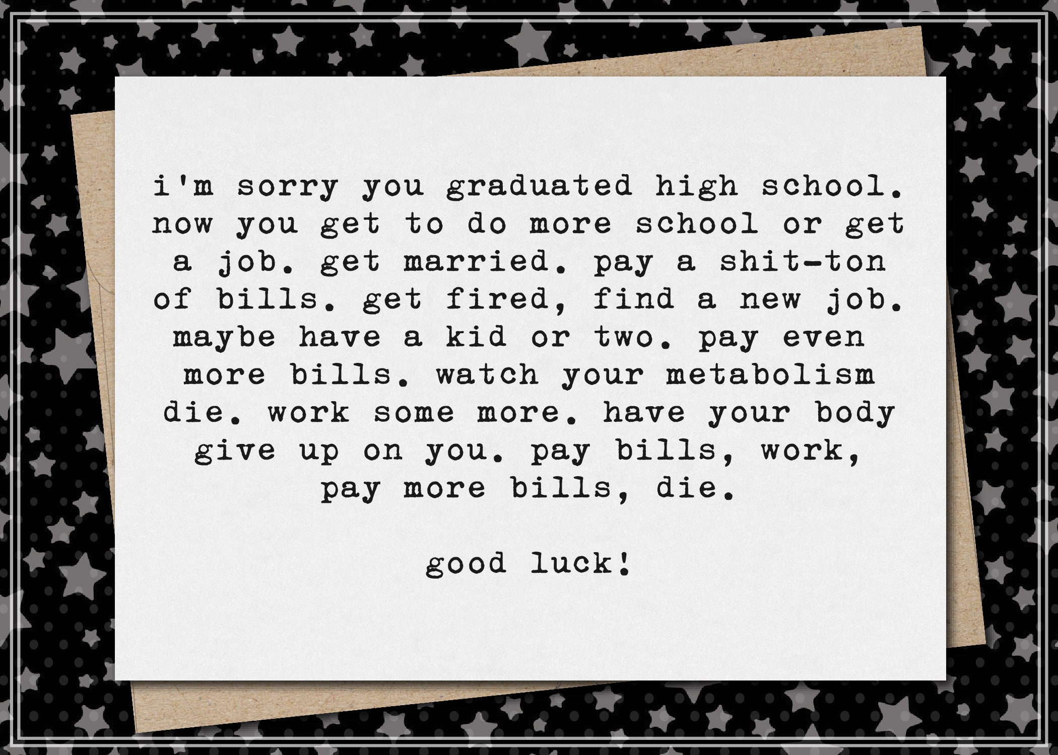 i’m sorry you graduated high school. // funny & sarcastic graduation greeting card // mature