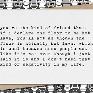 floor is lava // funny & sarcastic greeting card for friend // friendship
