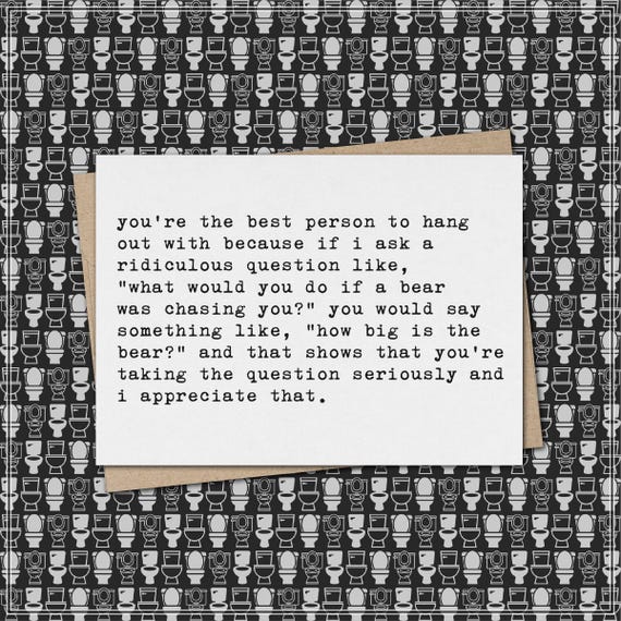 you're the best person to hang out with // funny & sarcastic friendship greeting card // best friend