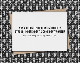 Intimidada por mujeres fuertes // Tarjeta de felicitación feminista // madura