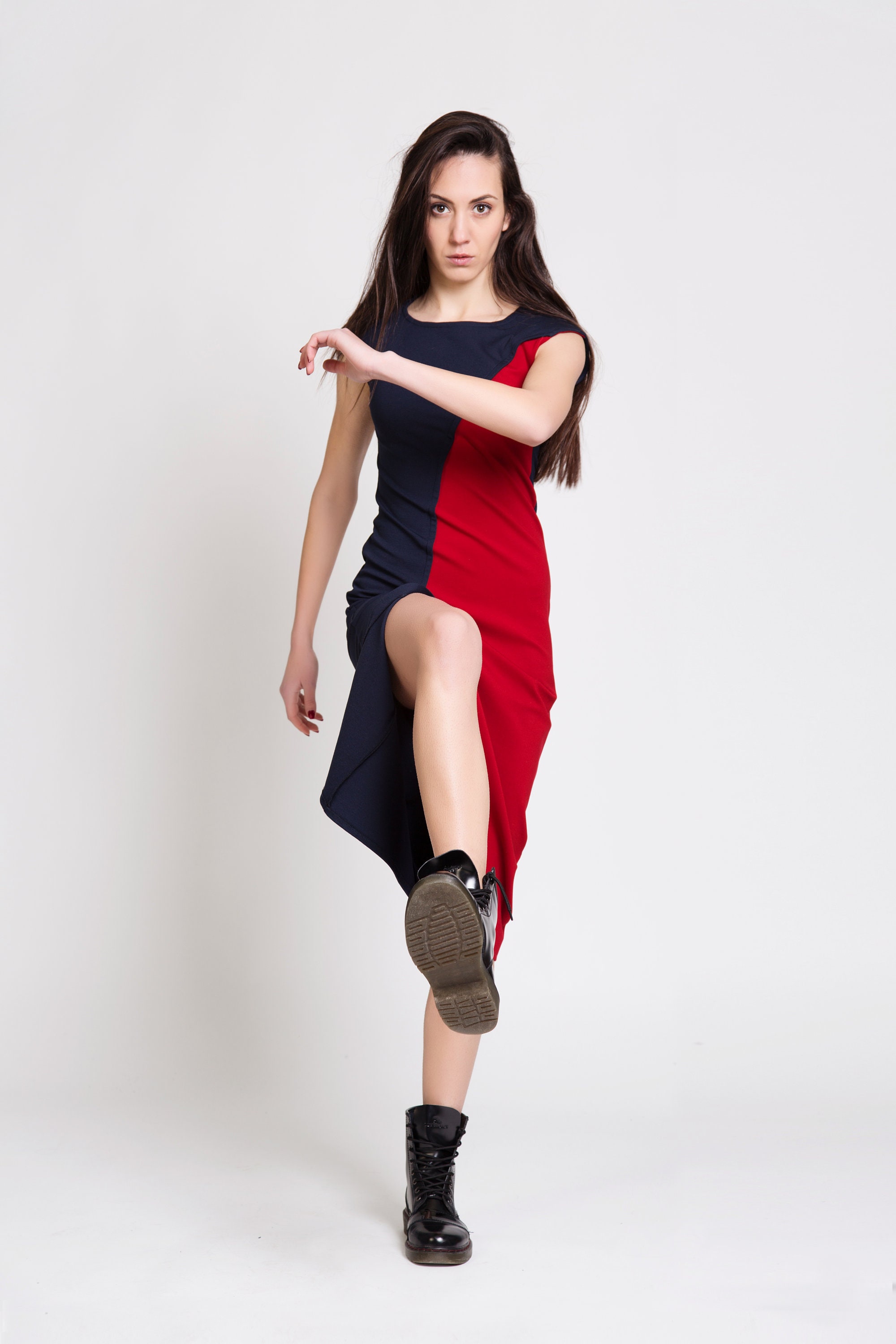 Sexy Red and Blue Red Dark Blue Dress Elegant Red Blue Etsy