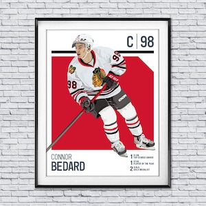 Stampa artistica di CONNOR BEDARD, poster con illustrazione vettoriale, ispirato al pop surrealismo - Illustrazione/design originale unico - BLACKHAWKS