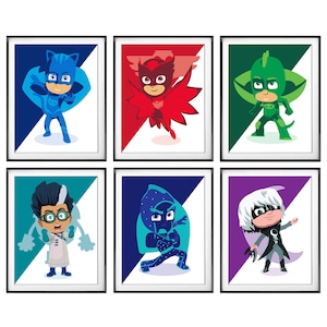 HERO ART PRINTS - Vector Illustration, Boys Room Girls Room, Bedroom, Nursery, Wall Art Posters, Kids Gifts - 6 to choose from