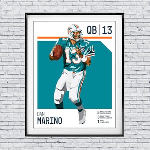 DAN MARINO Art Print, Vector Illustration Poster, Pop Surrealism Inspired, Wall Decor - Original concept design - Miami Dolphins