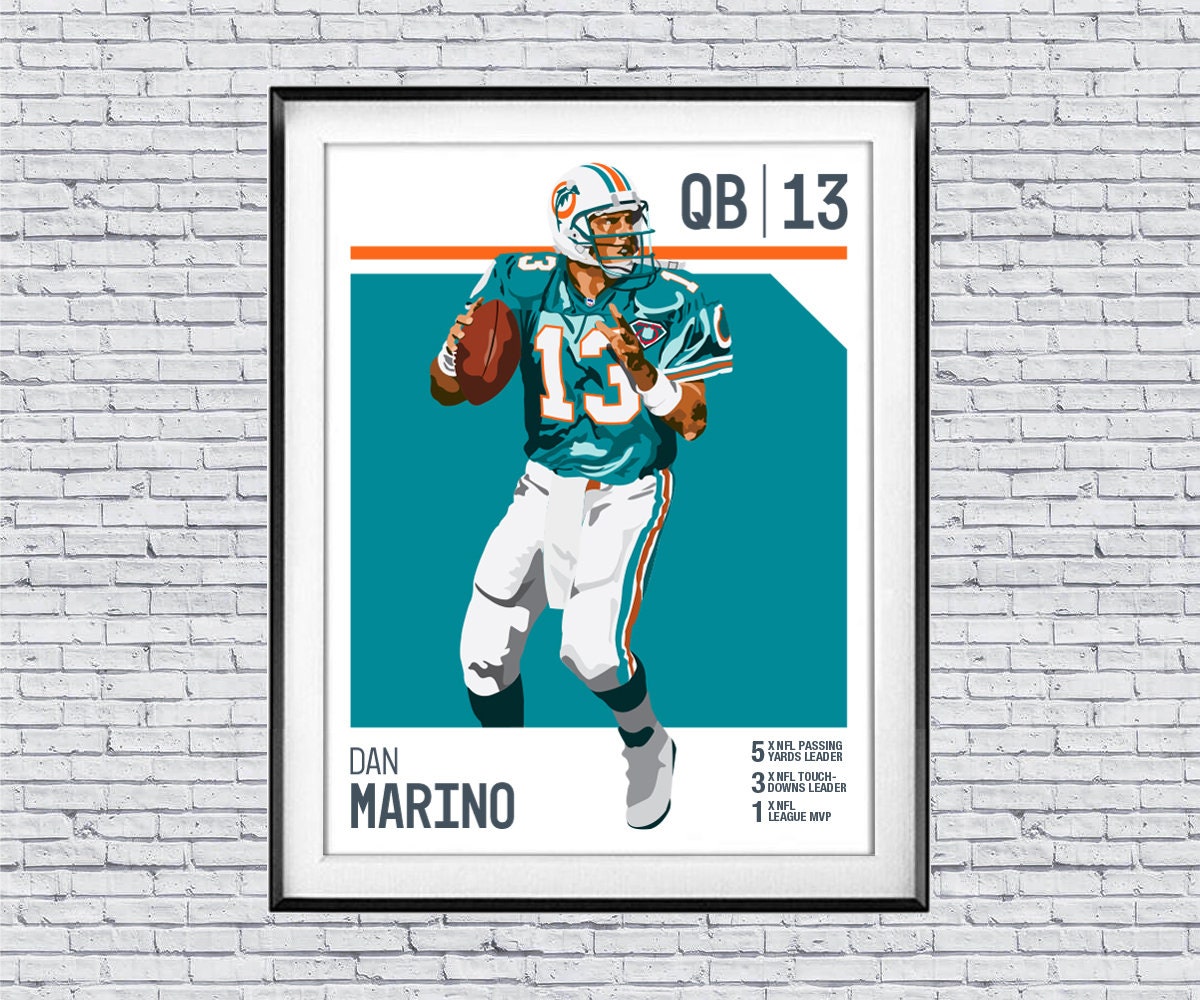 アート・デザイン・音楽 sports illustrated portfolio Dan Marino Art Print: Pop Surrealism Miami Dolphins Wall Decor - Etsy